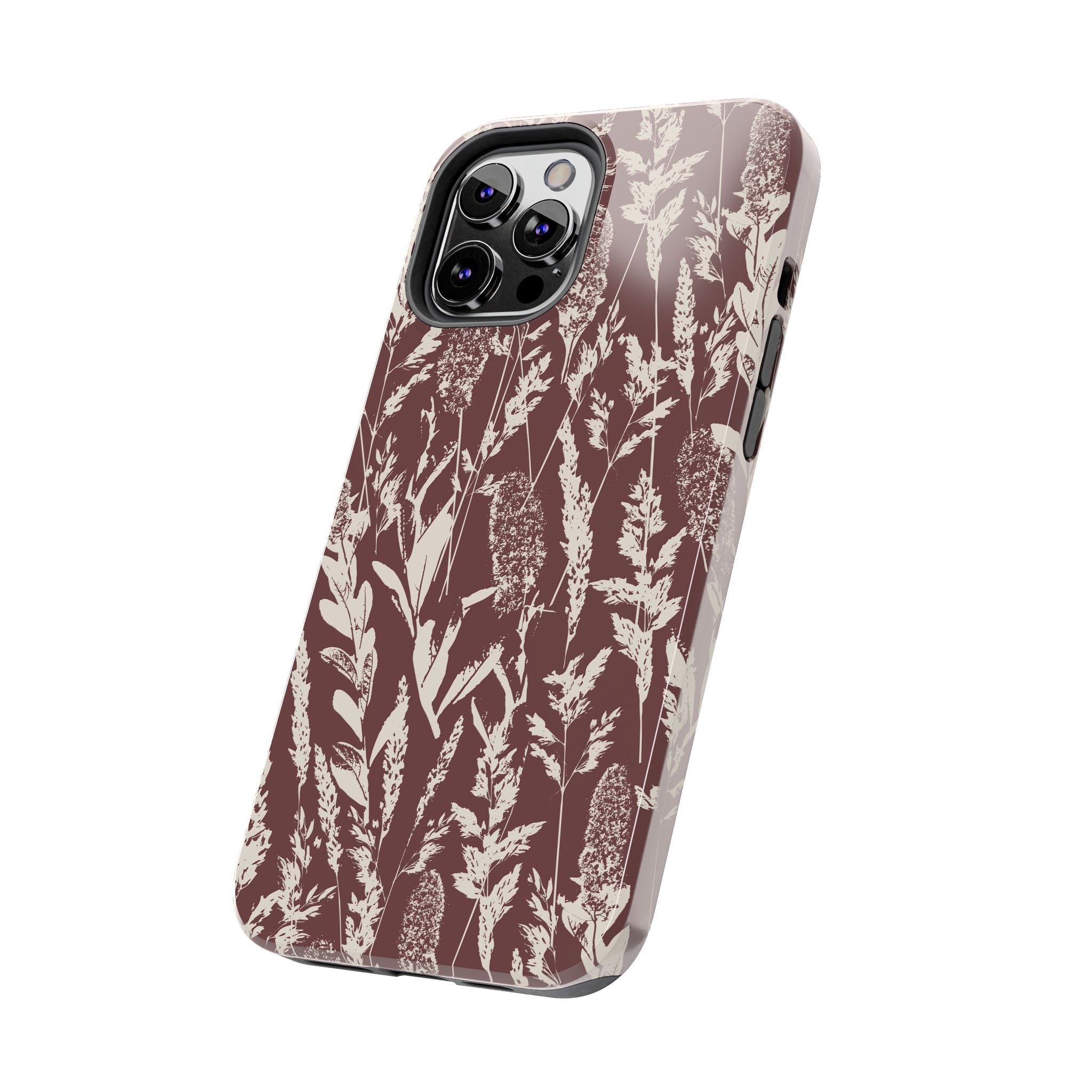 Iphone Case - Grasses Burgundy Design