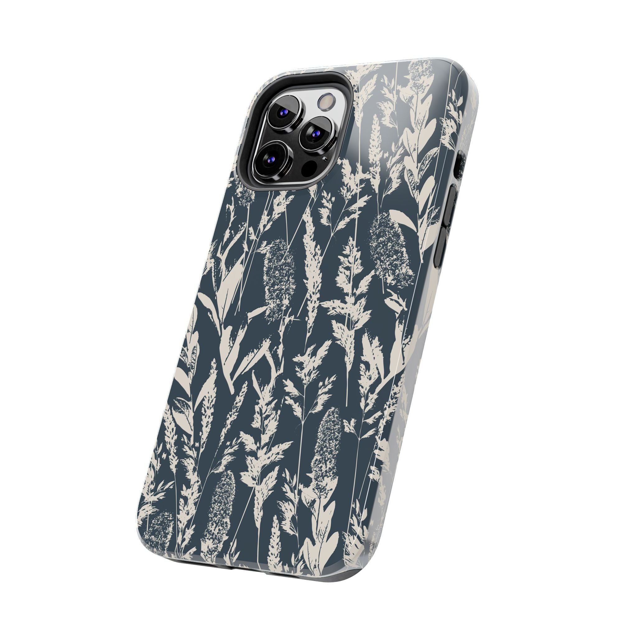 Iphone case - Grasses Charcoal Navy Design
