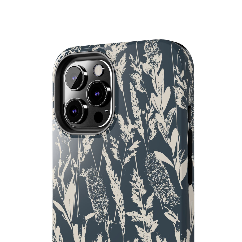 Iphone case - Grasses Charcoal Navy Design