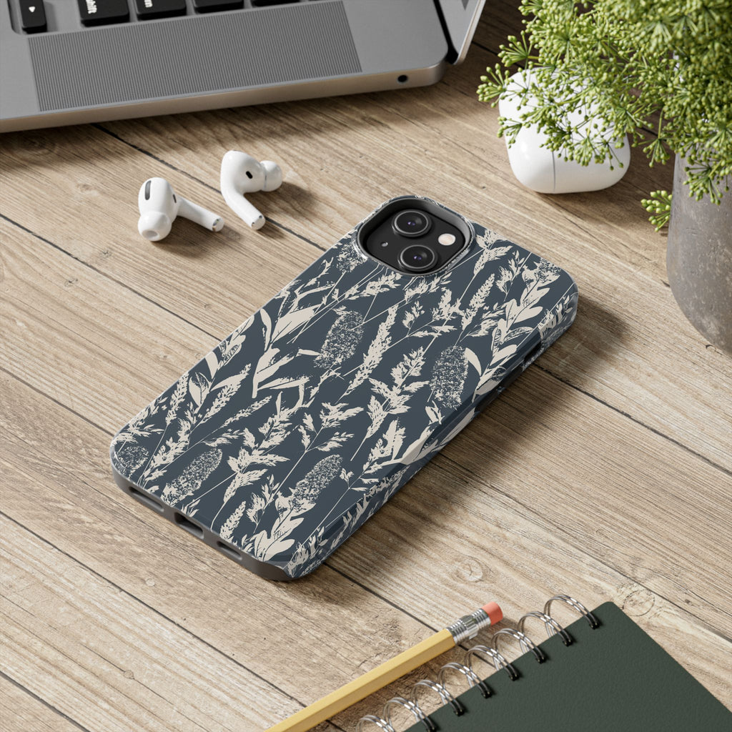 Iphone case - Grasses Charcoal Navy Design
