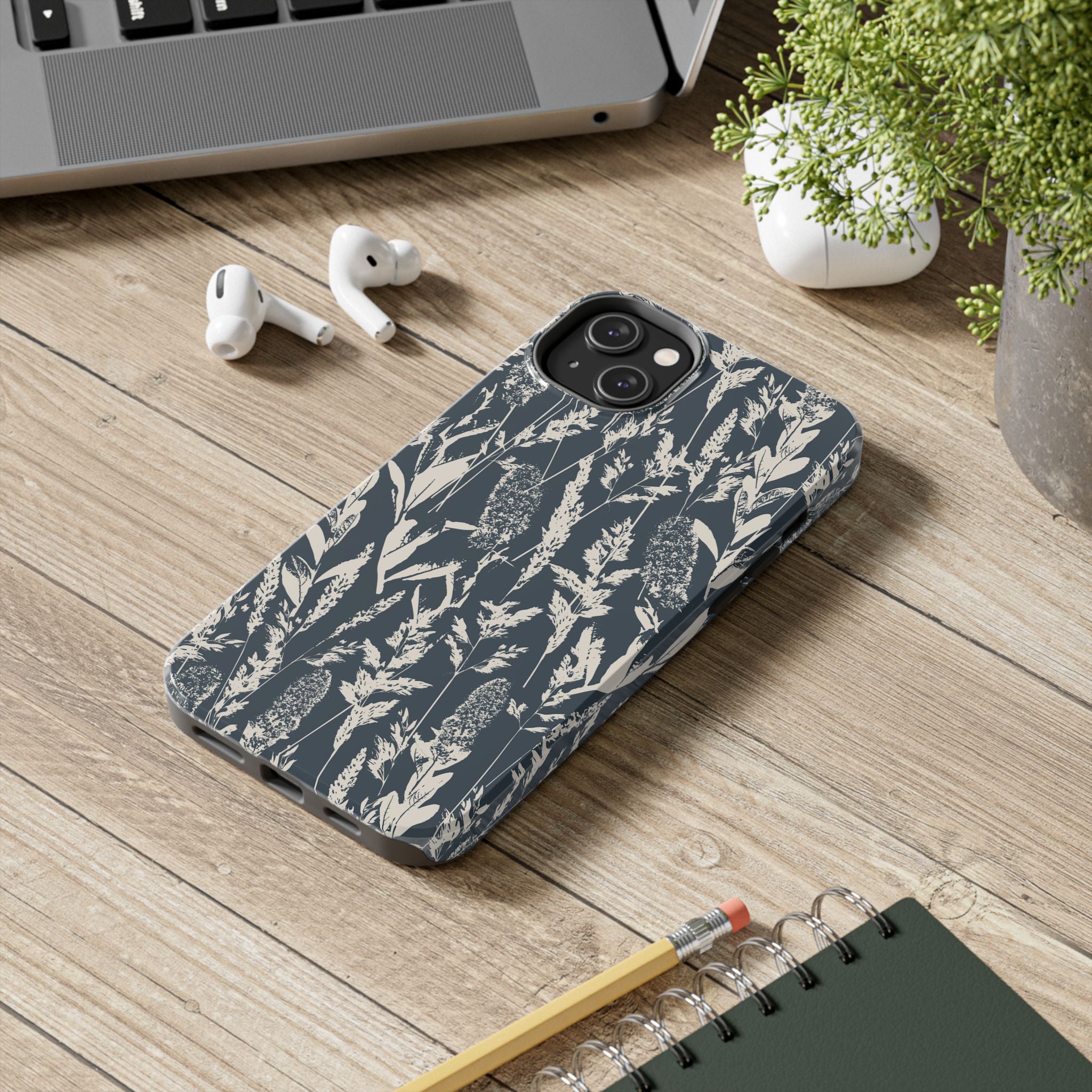 Iphone case - Grasses Charcoal Navy Design