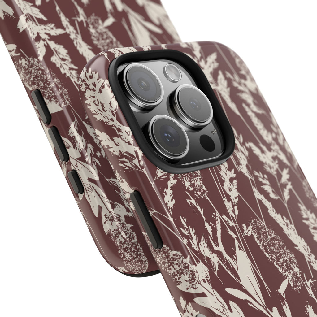 Iphone Case - Grasses Burgundy Design