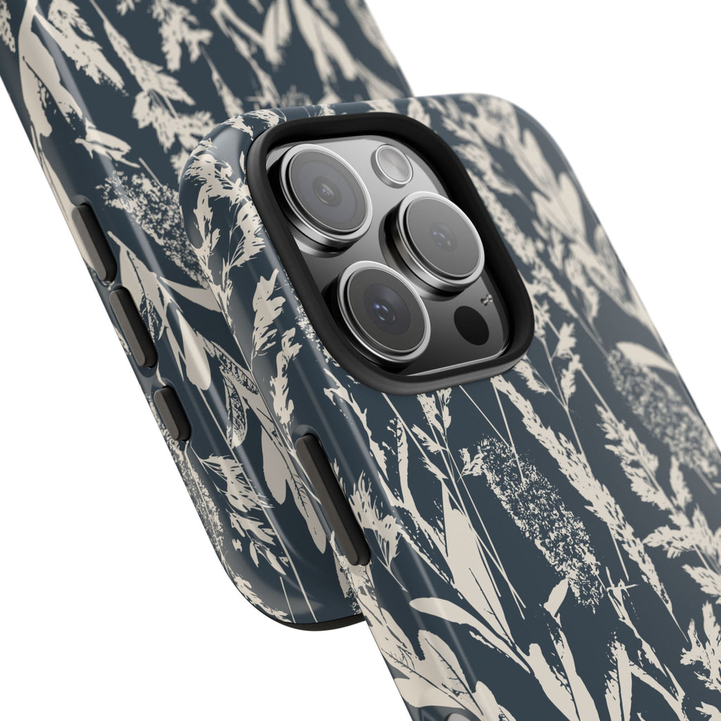 Iphone case - Grasses Charcoal Navy Design