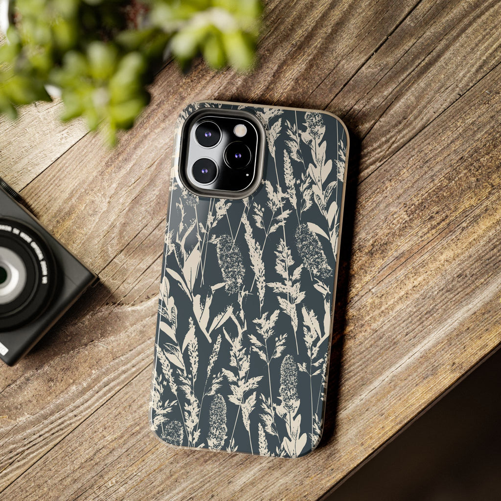 Iphone case - Grasses Charcoal Navy Design