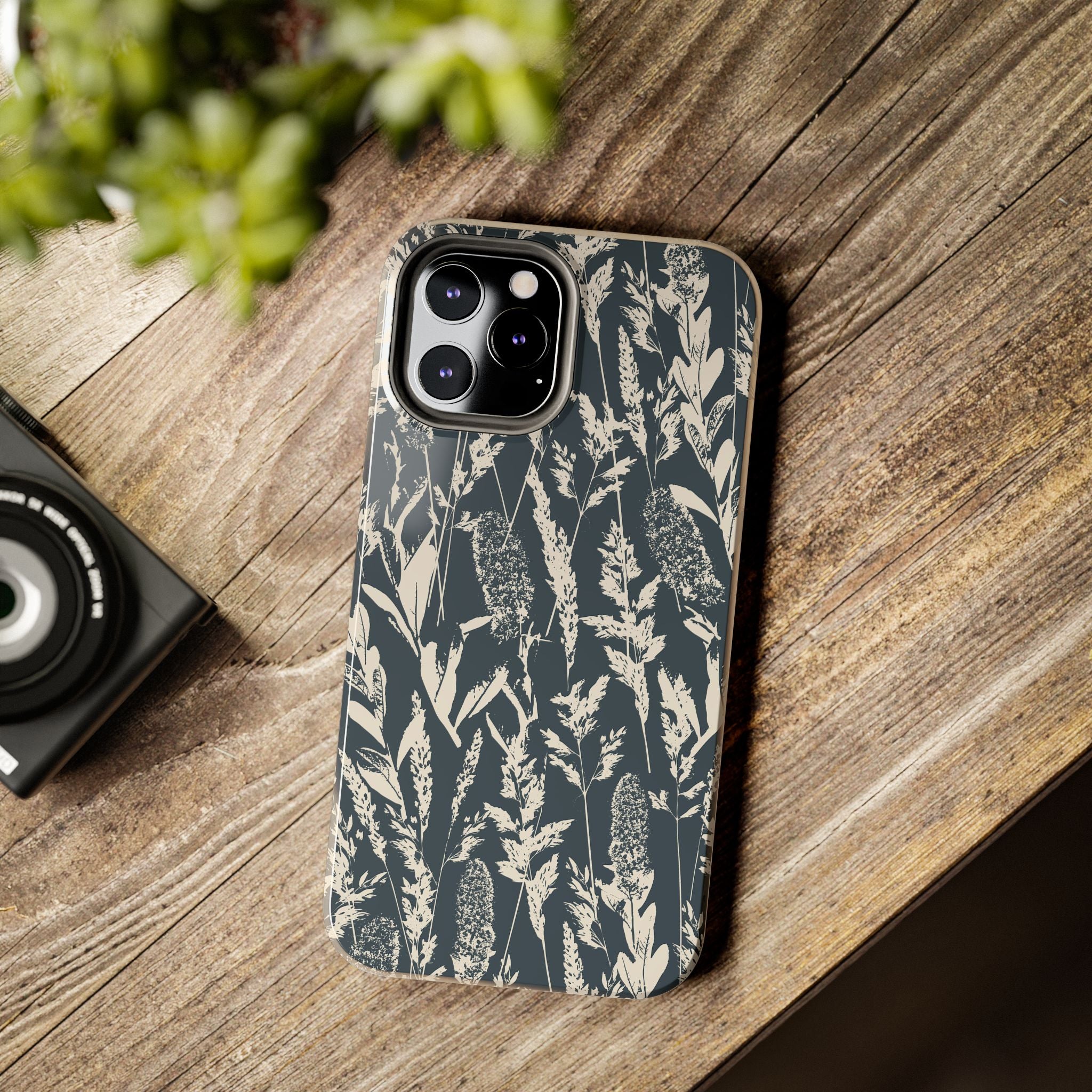 Iphone case - Grasses Charcoal Navy Design
