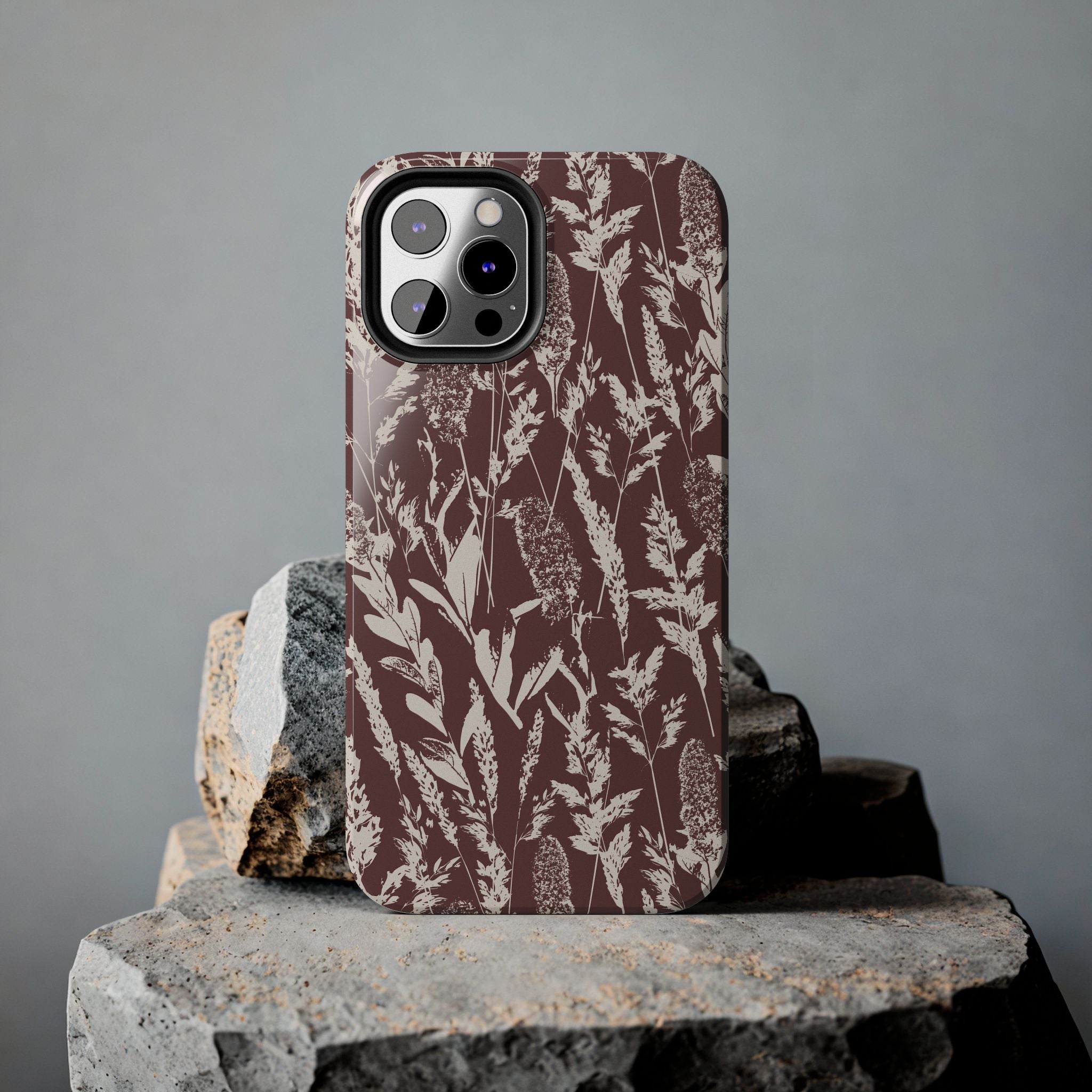 Iphone Case - Grasses Burgundy Design