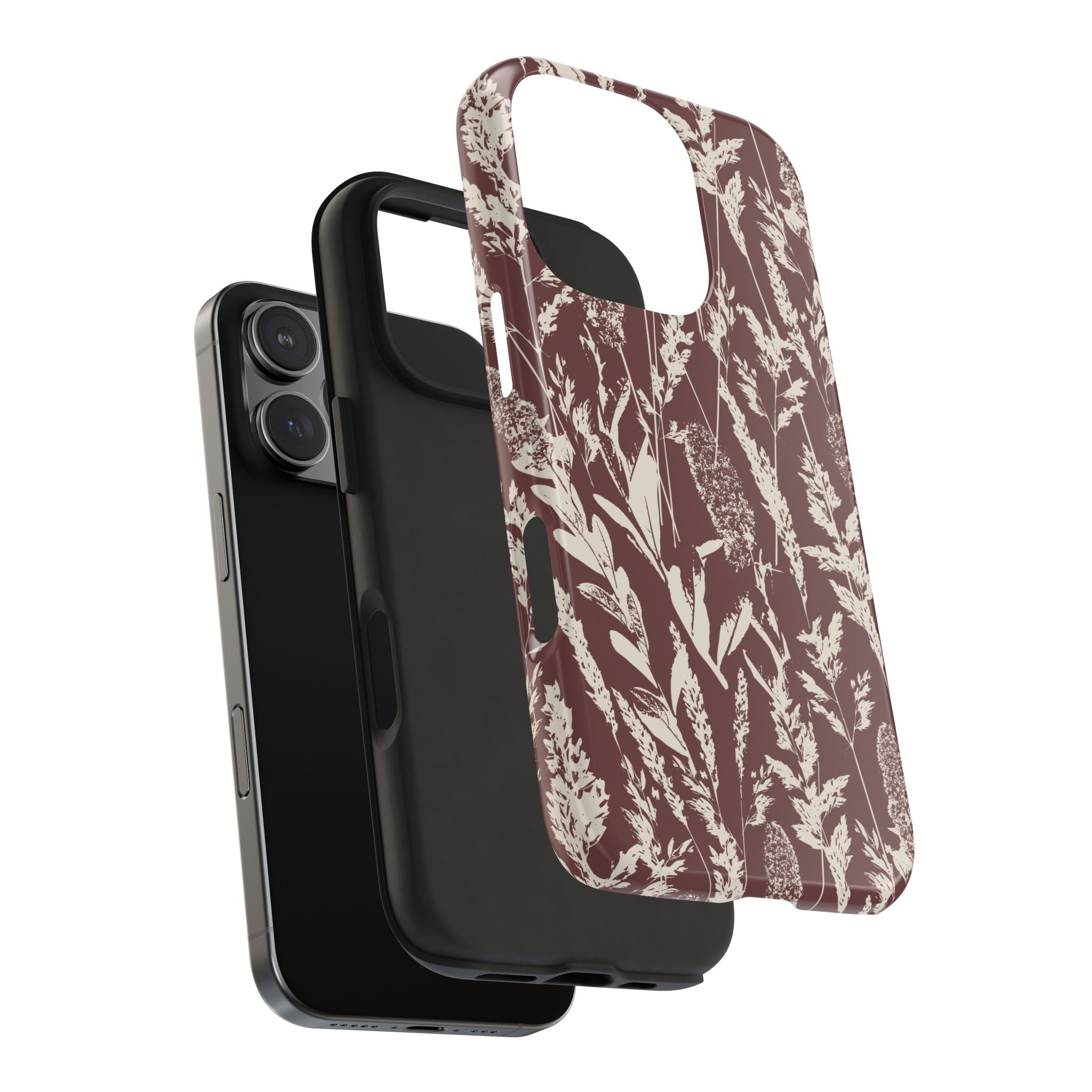 Iphone Case - Grasses Burgundy Design