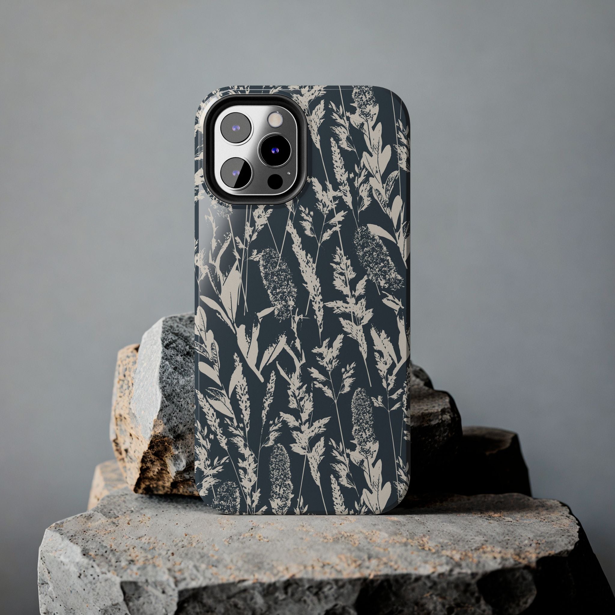 Iphone case - Grasses Charcoal Navy Design
