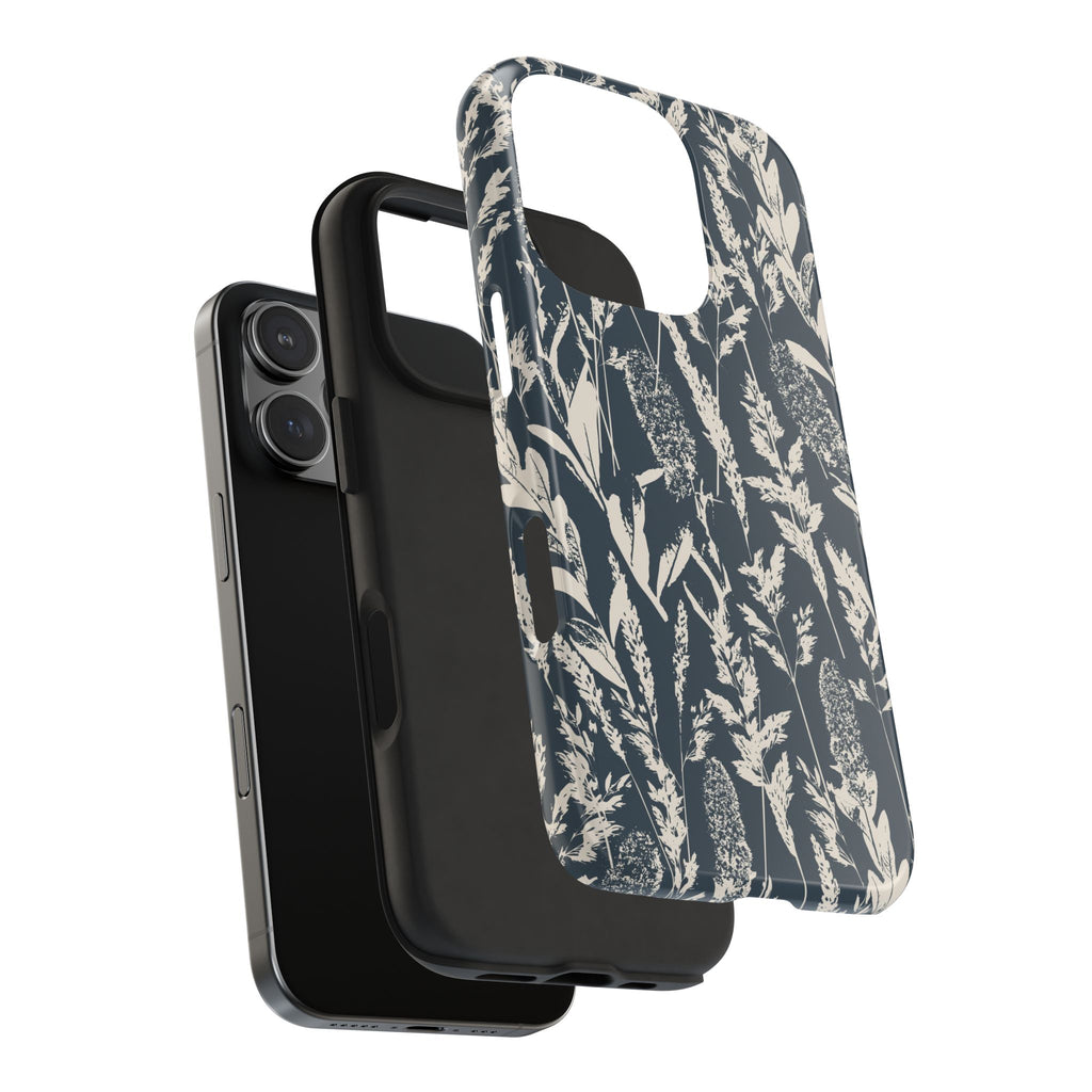 Iphone case - Grasses Charcoal Navy Design