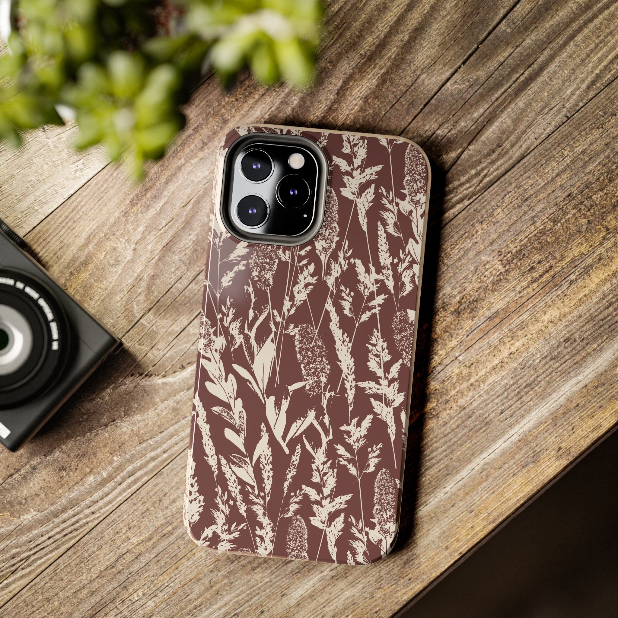 Iphone Case - Grasses Burgundy Design